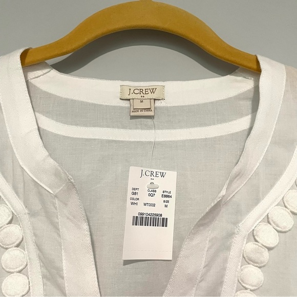 NWT J Crew Factory White Pom Pom Blouse Top size M - Picture 10 of 11